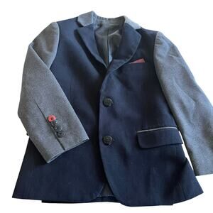 A.X.N.Y.  boys navy gray colorblock sport jacket suit blazer size 5